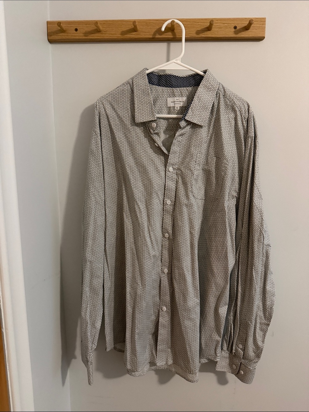 Men's Long-Sleeve Microdot Dress Shirt - White/Gray